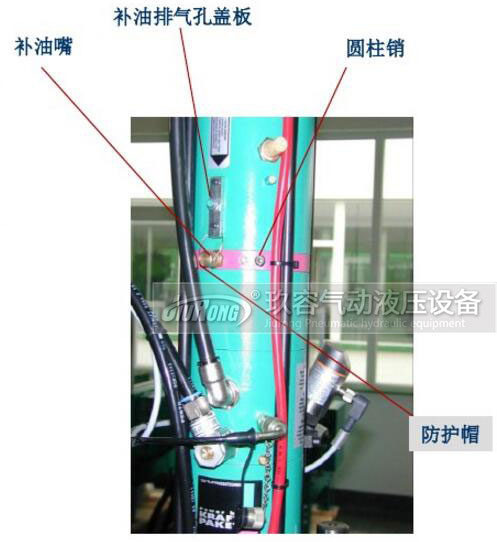 S/BS/RP/T型氣液增壓缸活塞桿向下安裝時補(bǔ)油對照圖